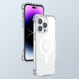 
Magnetinis dėklas iPhone 14 Pro Max, šarvuotas dangtelis su kabliukais ir permatomu stovu
