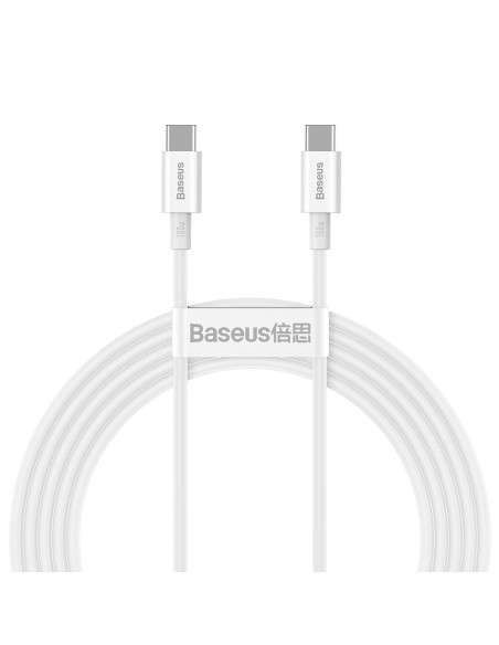 Puikus kabelis USB-C USB-C greito įkrovimo FCP 100W 5A 20V 2m baltas