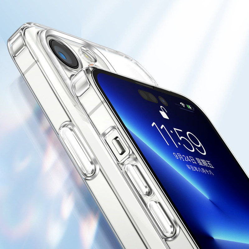Dėklas skirtas iPhone 14 Plus, patvarus dangtelis, skaidrus 14D korpusas