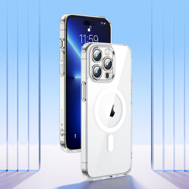 Magnetinis dėklas iPhone 14, suderinamas su MagSafe, skaidrus 14D