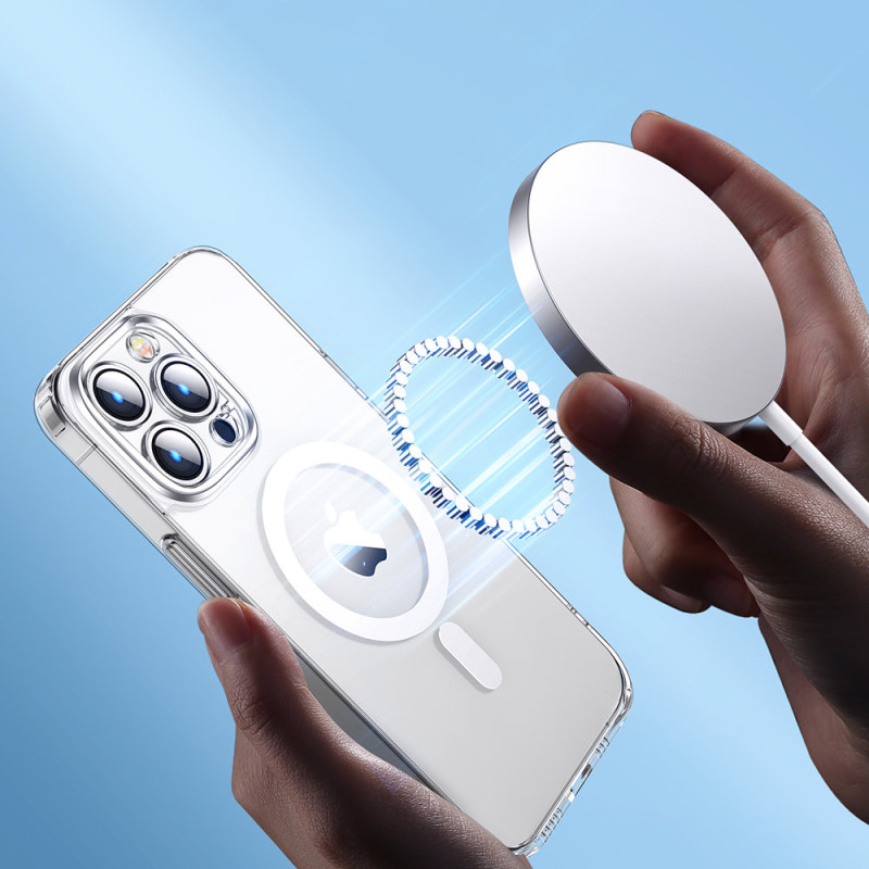 Magnetinis dėklas iPhone 14, suderinamas su MagSafe, skaidrus 14D