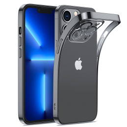 
Dėklas gelinis dėklas iPhone 14, dangtelis su metaliniu rėmeliu, 14Q, juodas
