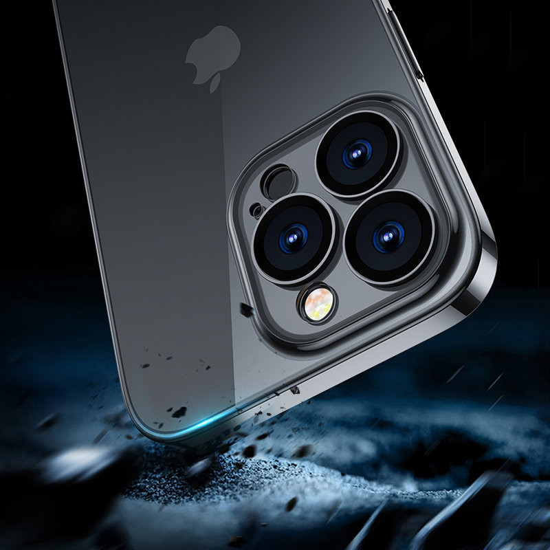 Dėklas gelinis dėklas iPhone 14, dangtelis su metaliniu rėmeliu, 14Q, juodas