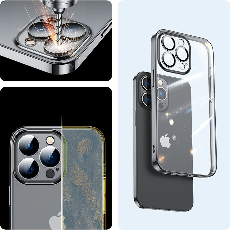 Dėklas gelinis dėklas iPhone 14, dangtelis su metaliniu rėmeliu, 14Q, juodas