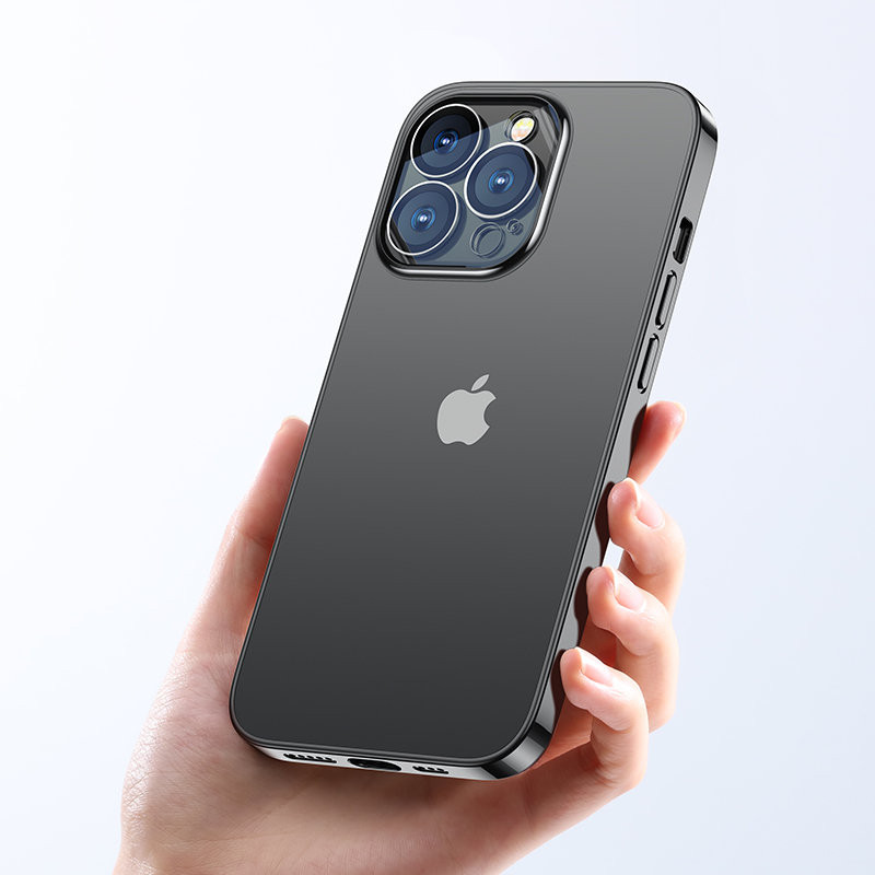 Dėklas gelinis dėklas iPhone 14, dangtelis su metaliniu rėmeliu, 14Q, juodas