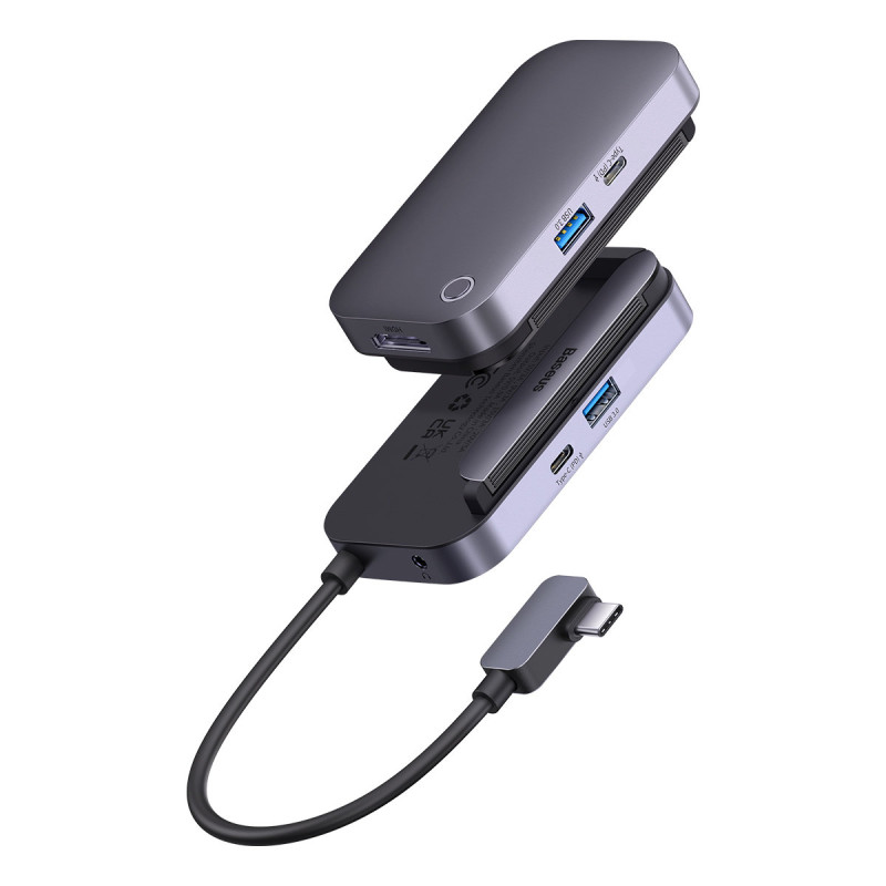 
4in1 PadJoy HUB USB prievado skirstytuvas planšetiniam išmaniajam telefonui USB-C HDMI mini lizdas tamsiai pilkas
