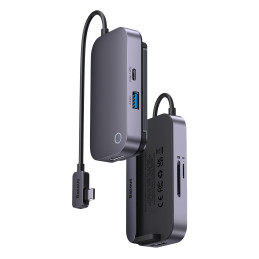 
6in1 PadJoy HUB USB prievado skirstytuvas planšetiniam išmaniajam telefonui USB-C HDMI SD TF Tamsiai pilka

