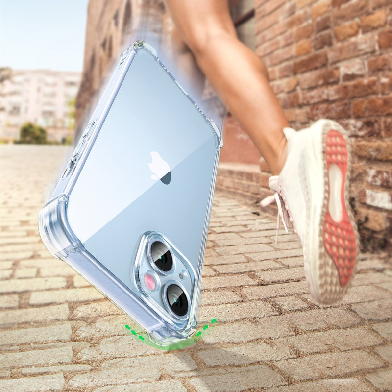 Skaidrus apsauginis gelio dėklas skirtas iPhone 14 Plus su sustiprintais kampais