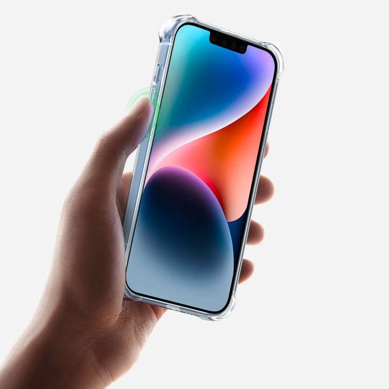 Skaidrus apsauginis gelio dėklas skirtas iPhone 14 Plus su sustiprintais kampais