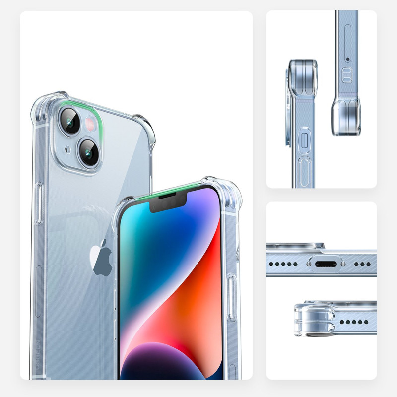 Skaidrus apsauginis gelio dėklas skirtas iPhone 14 Plus su sustiprintais kampais