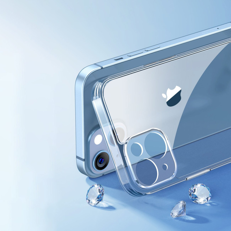 Skaidrus apsauginis dėklas iPhone 14 Plus su gelio rėmeliu