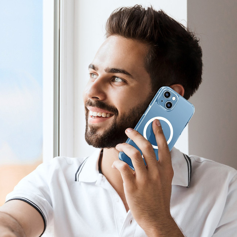 Magnetinis gelio dėklas iPhone 14 Plus skaidrus MagSafe