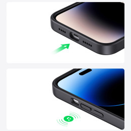 
Lankstus silikoninis telefono dėklas iPhone 14 Pro Protective Case juodas
