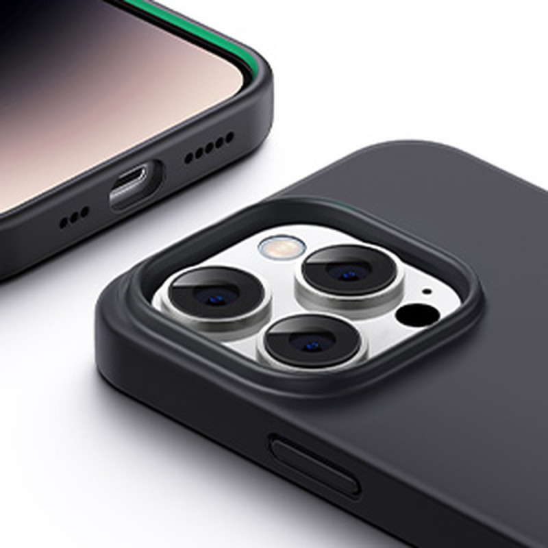 Lankstus silikoninis telefono dėklas iPhone 14 Pro Protective Case juodas