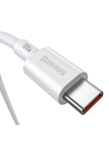 Puikus kabelis USB-C USB-C greito įkrovimo FCP 100W 5A 20V 2m baltas