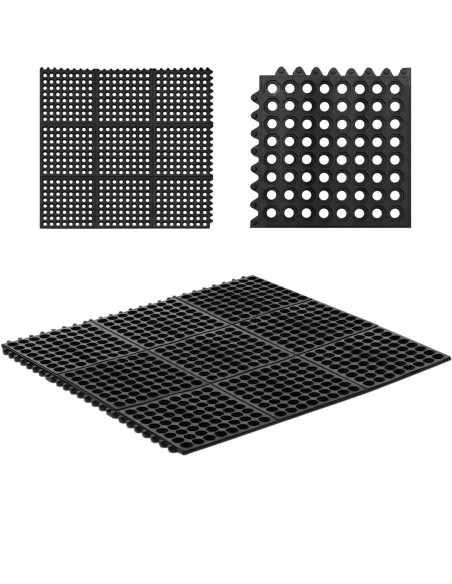 Neslystantis ažūrinis guminis durų kilimėlis 92 x 92 x 1 cm juodas Neslystantis ažūrinis guminis durų kilimėlis 92 x 92 x 1 cm juodas