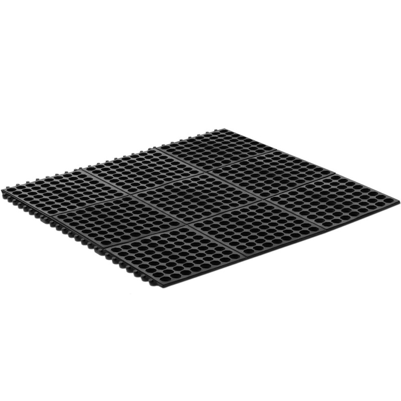 Neslystantis ažūrinis guminis durų kilimėlis 92 x 92 x 1 cm juodas