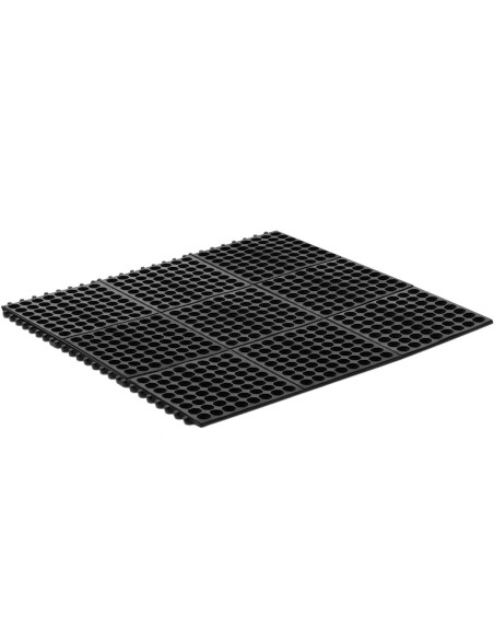 Neslystantis ažūrinis guminis durų kilimėlis 92 x 92 x 1 cm juodas Neslystantis ažūrinis guminis durų kilimėlis 92 x 92 x 1 cm juodas