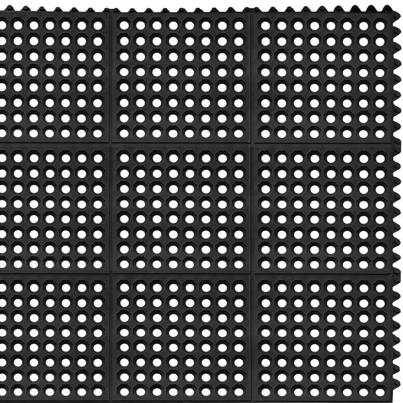 Neslystantis ažūrinis guminis durų kilimėlis 92 x 92 x 1 cm juodas