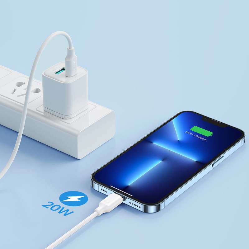 USB-C – žaibo kabelis 480Mb/ s 20W 0,25m baltas