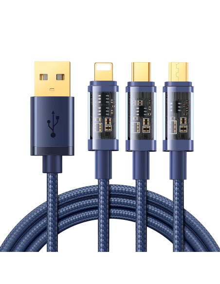 3in1 kabelis USB - USB-C / Lightning / micro USB 3.5 A 1.2m mėlynas
 
3in1 kabelis USB - USB-C / Lightning / micro USB 3.5 A 1.2m mėlynas