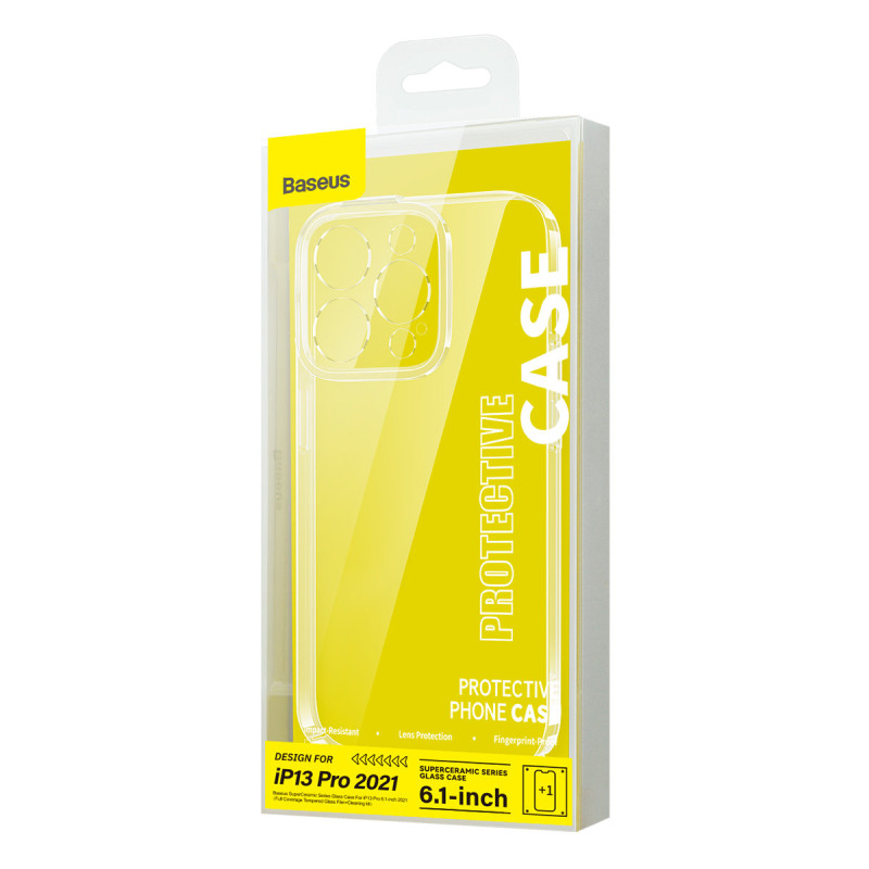 Glass Case stiklo dėklas, skirtas iPhone 13 Pro 6.1& 39 & 39 2021 + valymo rinkinys