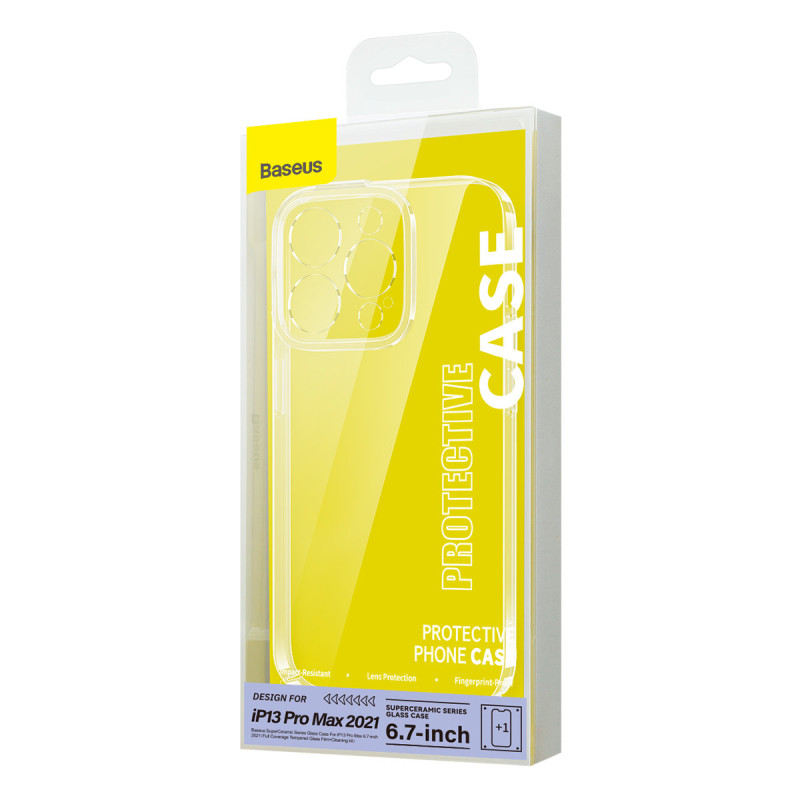 Glass Case stiklo dėklas, skirtas iPhone 13 Pro Max 6,7& 39 & 39 2021 + valymo rinkinys