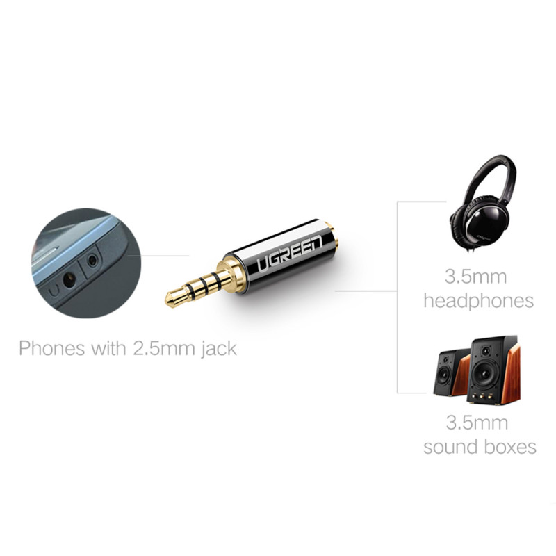 Adapterio kištukas Garso adapterio lizdas 2,5 mm kištukinis lizdas 3,5 mm lizdas juodas