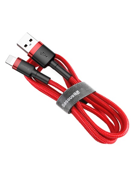 Patvarus lankstus laidas USB laidas Iphone Lightning QC3.0 2.4A 1M raudonas