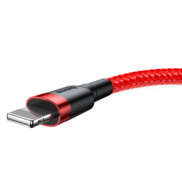 Patvarus lankstus laidas USB laidas Iphone Lightning QC3.0 2.4A 1M raudonas