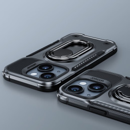 
Dėklas iPhone 14, šarvuotas dangtelis su stovu ir žiedo laikikliu, juodas
