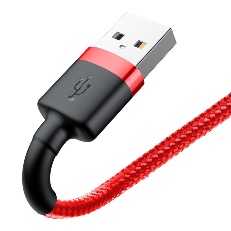 Patvarus lankstus laidas USB laidas Iphone Lightning QC3.0 2.4A 1M raudonas