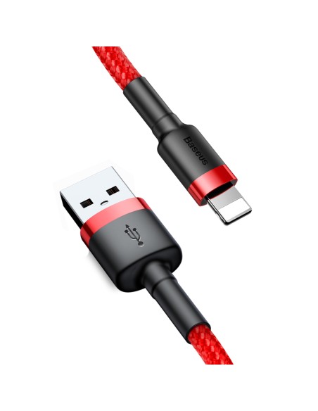 Patvarus lankstus laidas USB laidas Iphone Lightning QC3.0 2.4A 1M raudonas