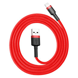 Patvarus lankstus laidas USB laidas Iphone Lightning QC3.0 2.4A 1M raudonas