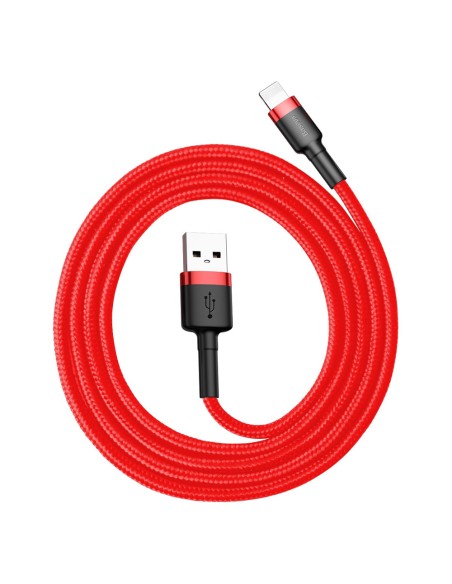 Patvarus lankstus laidas USB laidas Iphone Lightning QC3.0 2.4A 1M raudonas