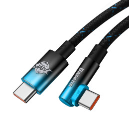 MVP alkūninis kabelis Maitinimo laidas su šoniniu USB-C kištuku 1 m mėlynas