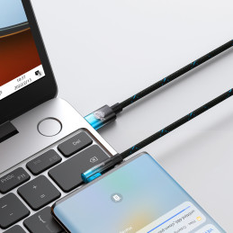 MVP alkūninis kabelis Maitinimo laidas su šoniniu USB-C kištuku 1 m mėlynas