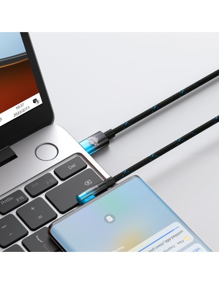 MVP alkūninis kabelis Maitinimo laidas su šoniniu USB-C kištuku 1 m mėlynas MVP alkūninis kabelis Maitinimo laidas su šoniniu USB-C kištuku 1 m mėlynas