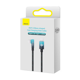 MVP alkūninis kabelis Maitinimo laidas su šoniniu USB-C kištuku 1 m mėlynas