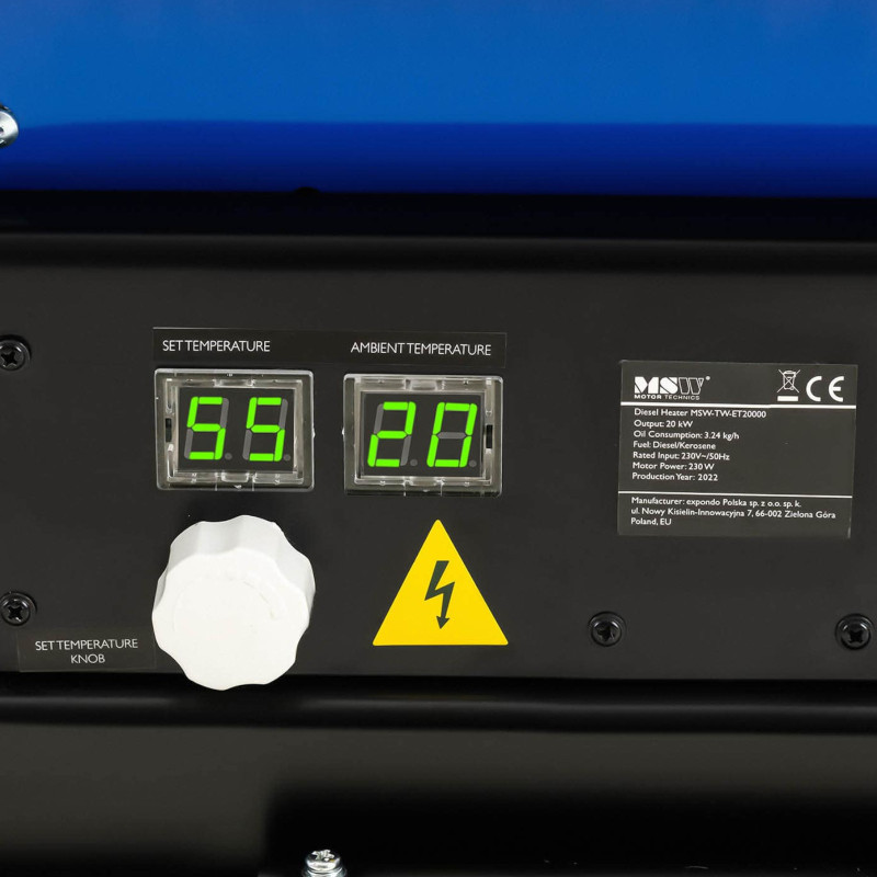 Tepalinis šildytuvas didelėms salėms, 1071 m3/ h, 20 kW