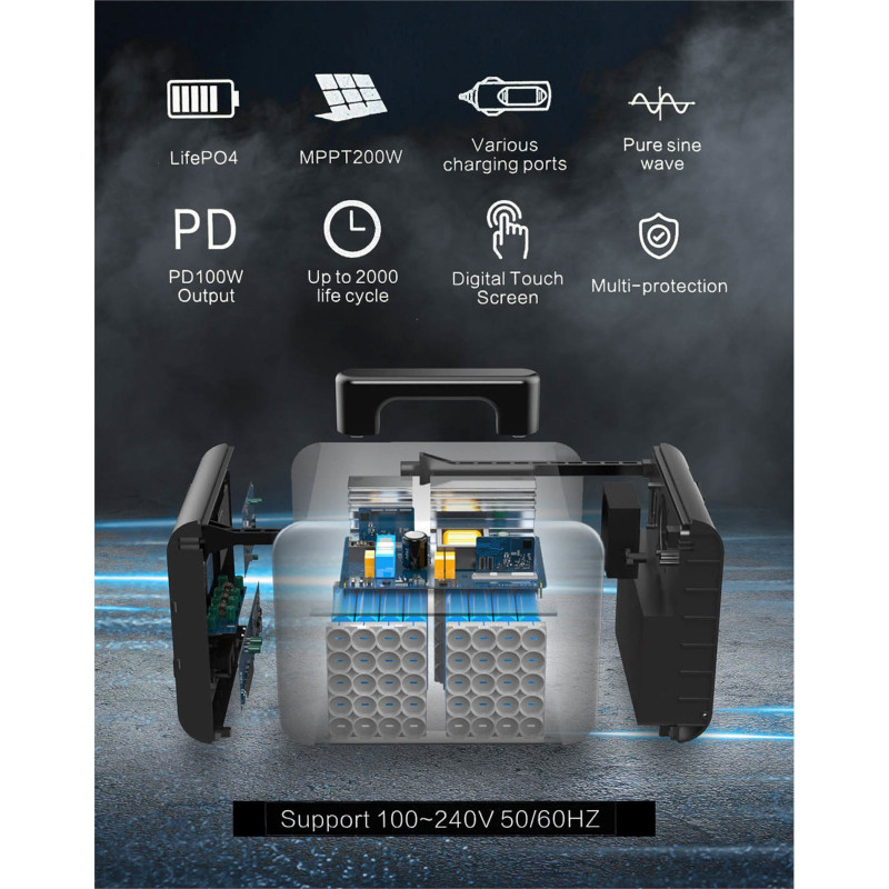 Galinga USB jėgainė 3kW 1500W 58Ah DC 12V AC 100-230V