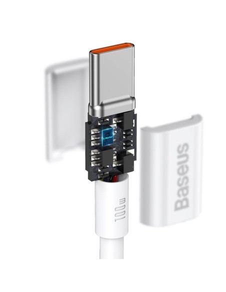 Puikus kabelis USB-C USB-C greito įkrovimo FCP 100W 5A 20V 2m baltas