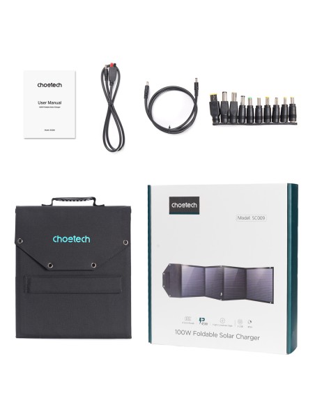 Saulės įkroviklis 100W sulankstomas USB-C 2xUSB PD QC juodas Saulės įkroviklis 100W sulankstomas USB-C 2xUSB PD QC juodas