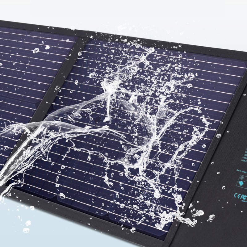 Saulės įkroviklis 100W sulankstomas USB-C 2xUSB PD QC juodas