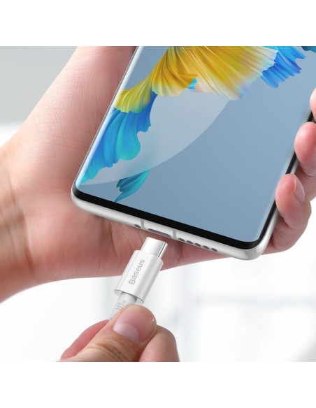 Puikus kabelis USB-C USB-C greito įkrovimo FCP 100W 5A 20V 2m baltas