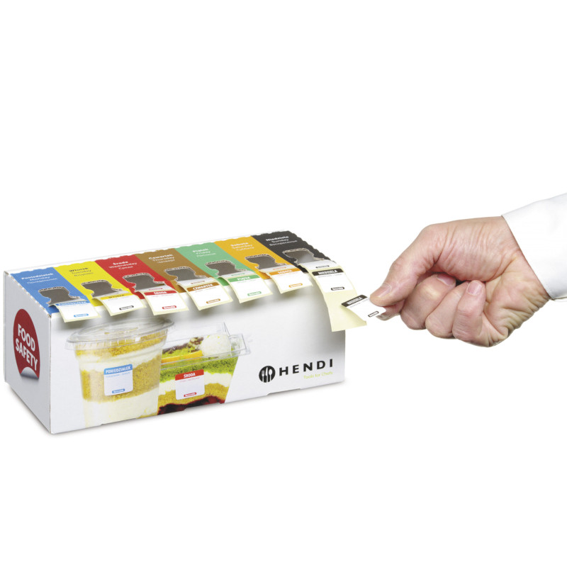 Daugkartinio naudojimo maisto saugos etikečių rinkinys kiekvienai savaitės dienai su dozatoriumi – Hendi 850305
