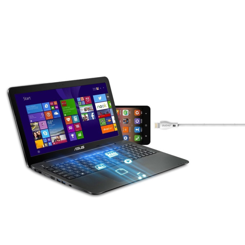 USB laidas - micro USB 2.4A 1m baltas