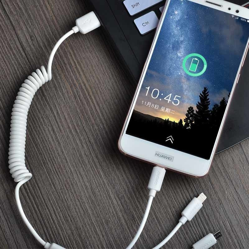3in1 Automobilinio telefono įkrovimo rinkinys + baltas laidas