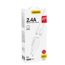 
EU 2x USB 5V/ 2.4A tinklo įkroviklis + baltas USB-C laidas
