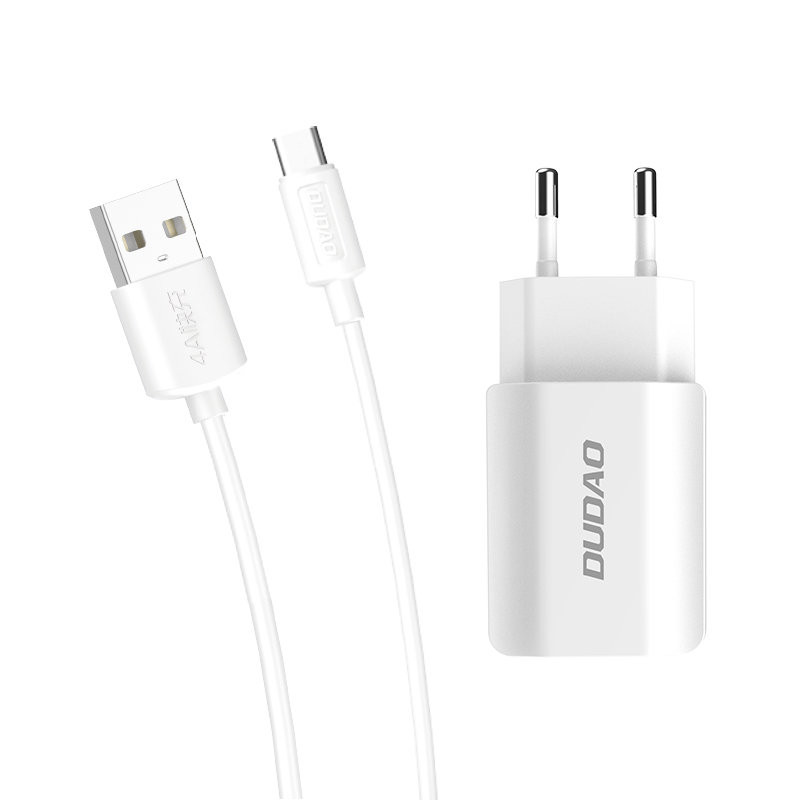 
EU 2x USB 5V/ 2.4A tinklo įkroviklis + baltas USB-C laidas
